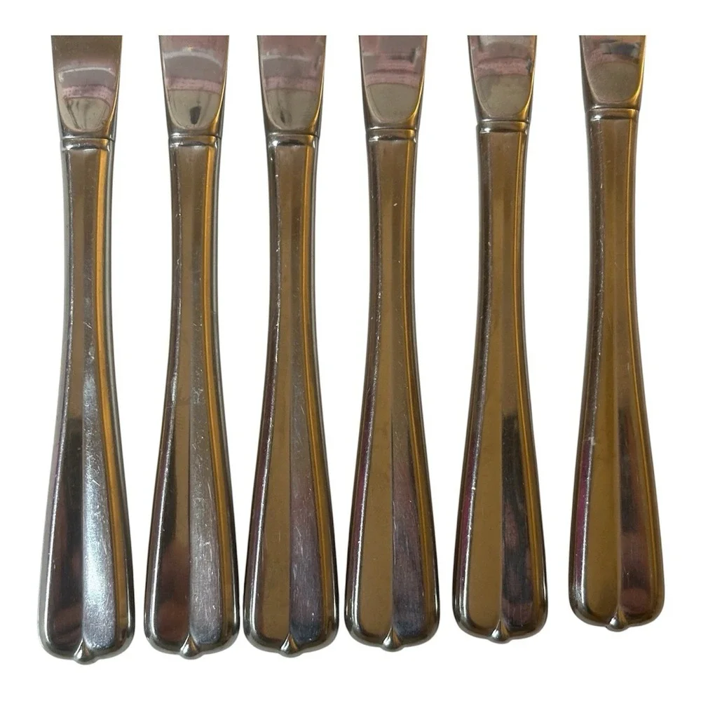 Vintage Oneida USA Gala Impulse Stainless Glossy Dinner Knives Set Of 6 Flatware